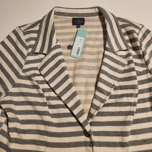Market & Spruce Torin French Terry Blazer Blue Gray / Ivory‎ Striped XL NEW - Picture 4 of 16